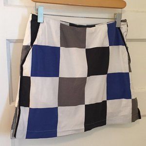 Golftini "Hollywood Squares" blue black white cotton stretch skort - size 2